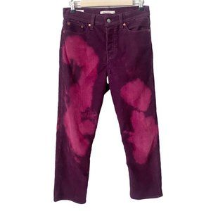 Levi's Wedgie Potent Purple Bleach Dye Straight Leg Corduroy Pants